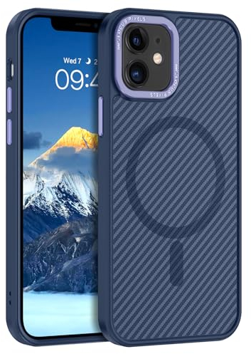 GUAGUA für iPhone 11 Hülle [Kompatibel mit MagSafe] Magnetisch Handyhülle für iPhone 11 Case Carbon Fiber Muster Design Stoßfest Schutzhülle TPU und PC Hardcase Slim Magnet Cover (6,1'') Blau
