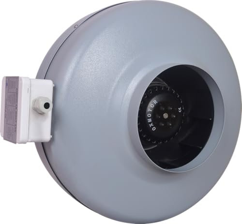 oxberg Inline Duct Centrifugal Fan for HVAC Exhaust, Air Circulation, Hydroponics Grow Tents, Basements, Bathrooms, Kitchens Ventilation (150 mm / 6’’ -CM150)