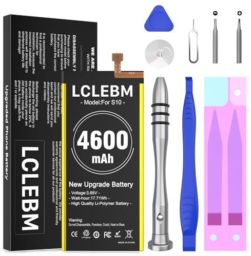 Batteria per Galaxy S10, 4600 mAh, ad alta capacità, batteria ai polimeri di litio di ricambio per Samsung Galaxy S10, compatibile con G973F, EB-BG973ABU con kit di riparazione