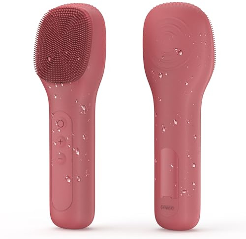 Notato Gesichtsreinigungsbürste, Wasserdichte Gesichtsbürste 360 ° Drehbar für alle Hauttypen (Red)