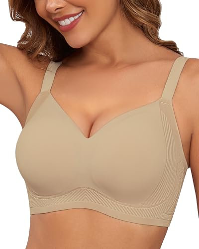 As Fairy Push Up Bras for Women No Underwire Comfortable Seamless Bralettes with Soft Support Full Coverage Everyday Bra (Beige,M)