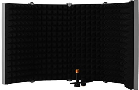 Solinder Microphone Isolation Shield 5-door Professional Studio Recording Microphone Isolation Shield Folding Pop Filter Microphone Wind Screen with High Density EVA Foam Sound Absorbing Recording Equ