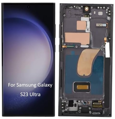 Culnflun Display OLED, per Samsung Galaxy S23 Ultra 5G SM-S918B, Risoluzione 6,8 Pollici 3088x1440px con Impronte Digitali, con Telaio E Kit di Strumenti di Riparazione Tecnica (Argento)