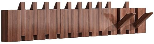 Piano Garderobe für die Wandmontage Aus Naturholz,Wandmontage,Entryway Wandhaken Rack für hängende Mäntel Schlüssel,Braun,12 Hooks