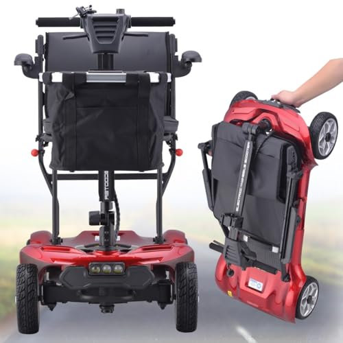 HZWJD Elektromobil Mobilitätsroller Mit 4 Rädern,Klappbarer Aluminiumrahmen 4 Räder,E Scooter,Leichter Reisemobilitätsroller,Für Erwachsene Und Ältere Menschen Mit Behinderungen Im Freien 10ah