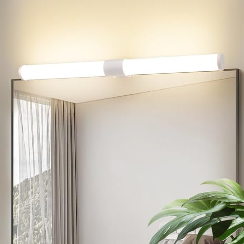 meoaow Spiegelleuchte Bad LED Spiegelleuchte - 40CM Badezimmer Lampe 6W Badlampe Wand Klemmbar Wasserdicht IP44 Wandleuchte 4000K Neutralweiß Modern Badlampe Weiß für Badschrank Keller Küche