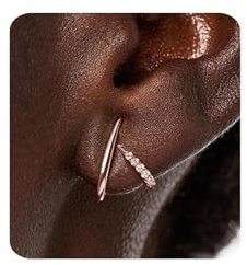 MUMREUES Rose Gold Earrings for Women Trendy 14K Rose Gold Plated Cubic Zirconia Stud Earrings Small Dainty Hypoallergenic Earrings Jewelry Gifts for Her