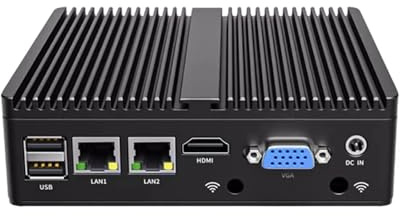 Firewall, micro dispositivo a routing morbido/mini PC senza ventola, J1900, 2 x RJ45 (1000 M), USB 3.0, HDMI, VGA, 8 GB RAM 256 GB mSATA SSD