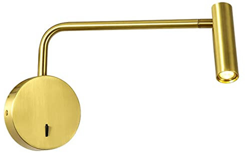 SSNCcNC Lampe de chevet Avec interrupteur LED 3W Liseuse murale Moderne Applique Tournant et pivotant 4000K lampe de lecture Aluminium Chambre à coucher Bureau,D'or