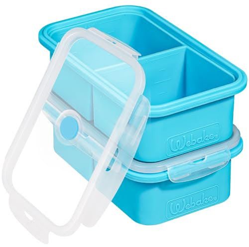 webake Silicone Soup Moulds with Lid 500 ml 2 Pack Soup Freezer Tray Food Storage Containers for Freezing Extra Large Jumbo Ice Cube Tray for Soupe, Broth, Sauce, Butter, Meal Prep