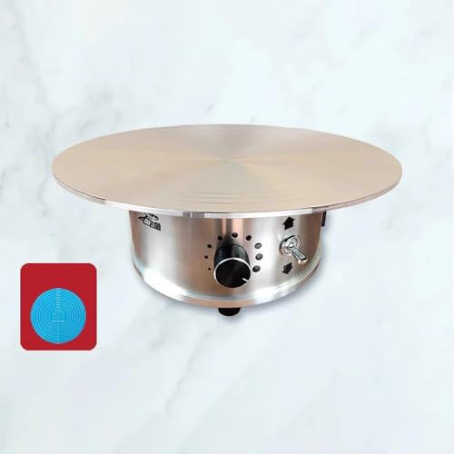 LeTkingok Piatto Girevole Elettrico per Torte da 12 Pollici, AC 220V, per la Cottura, Velocità Variabile Infinita, In Lega di Alluminio, con Tappetino in Silicone Antiscivolo
