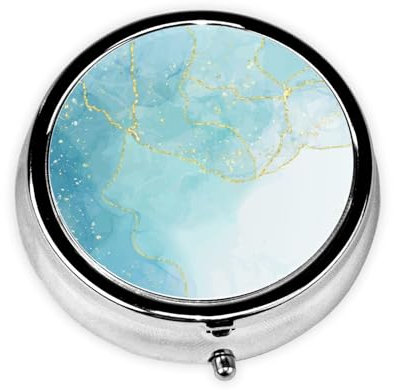 Blue Liquid MarbleMeta Pill Box 3 Compartment Medicine Case,Portable Organizer