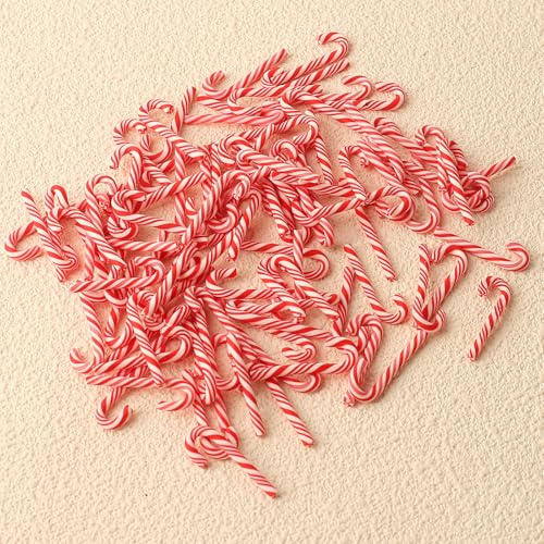 DAHI 100pz Mini Decorazione Natalizia Bastoncini di Zucchero, Albero di Natale Caramelle Fai da Te, da Appendere, Miniature Candy Cane Decorazione, Piccole Decorazioni Natalizie per la Casa (B-rosso)