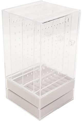 HUSHUI Portaorecchini in Acrilico a 5 Cassetti, Organizer per Esposizione con 192 Fori per Orecchini e 30 Slot per Collane, per Riporre Gioielli e Decorazioni Domestiche