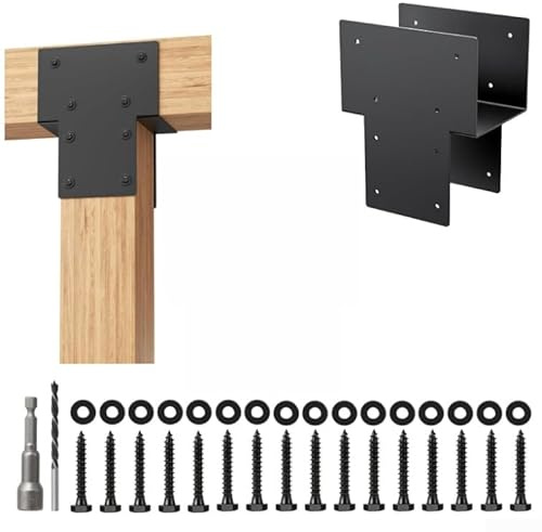 Post Cap Tie Bracket, 6x6 5.5x5.5 Inch Heavy Duty Galvanised Steel Pergola Connector, Cold Air Post Base Bracket for Fence Deck