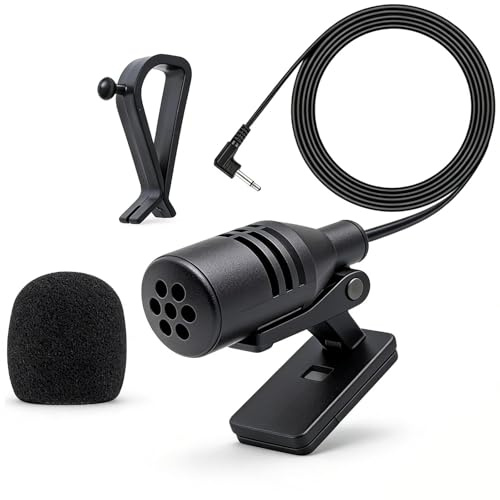 LAIVIYA Microfono Esterno Portatile da 3,5 mm per Auto,U-Mount,Plug-and-Play per Radio, DVD per Autoradio, Navigazione GPS, Microfono Bluetooth, Microfono per Auto Universale