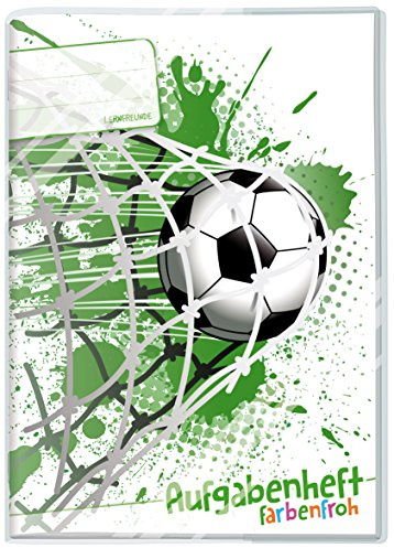 Aufgabenheft Farbenfroh A5 Fußball, 1 Schuljahr, verschiedenfarbige Tage, mit Schutzumschlag: 1 Schuljahr ohne Datumsbindung, farbige Tage, Einzelmotiv, Kunststoff-Umschlag