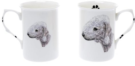 (BB6) Set of 2 Bone China BEAKERS/Mugs Bedlington Terrier Dog Presentation Gift Boxed- Lovely Gift Kirsty Jayne China