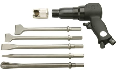 Rodcraft RC5150 Druckluft-Meißelhammer Set | 6 J Schlagkraft, 3000 Schläge/min, HEX 11 mm, inkl. 5 Meißel und Koffer. Ideal für Stein- und Betonarbeiten