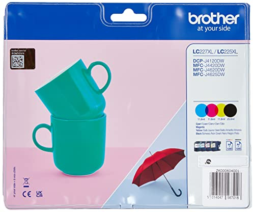 Brother Original XL-Tintenpatronen LC-227 (schwarz, cyan, magenta, gelb) im Value-Pack