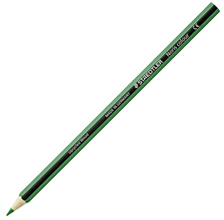STAEDTLER Buntstifte Noris colour, grün, rutschfeste Soft-Oberfläche, hohe Bruchfestigkeit, Made from Upcycled Wood, intensive Farben, Sechskantformat, 12 grüne Farbstifte, 185-5