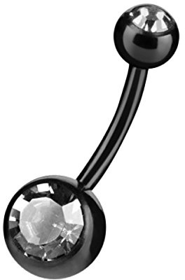 Piercingfaktor Bauchnabelpiercing Chirurgenstahl Bauch Bauchnabel Piercing Banane Stecker Anhänger mit Schwarz Doppel Zirkonia Kristall Clear