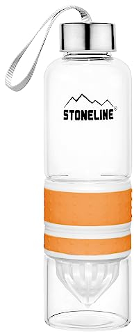 STONELINE Gourde 2 en 1 avec Presse-Agrumes, 550 ml, avec Dragonne et Fermeture à Visser en Inox, Orange
