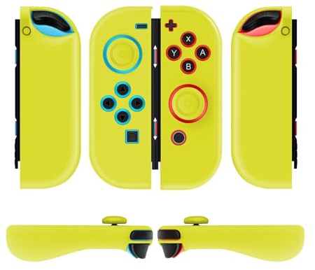 TNP Joycon Case for Nintendo Switch & Switch OLED - Silicone Protective Controller Cover With Thumb Grip Caps (Yellow)