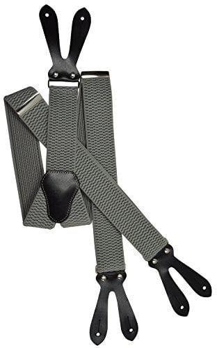 Olata Y Hosenträger zum Knöpfen – extra breite Hosenträger – 4 cm. Grau