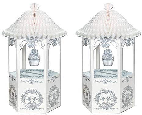 Beistle S55049AZ2 Wunschbrunnen mit Taschentuchaufsätzen Kartenbox, Papier, Weiß/Silber
