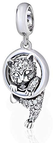 Charm-Anhänger Glückskatze, aus 925 Sterlingsilber, für Pandora Charm-Armband geeignet
