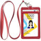 Teskyer Porte Badge Tour de Cou, Porte Badges Verticaux, Fabriqué en Cuir PU, Avec Fenêtre Transparente, 2 Emplacements pour Cartes, Rouge