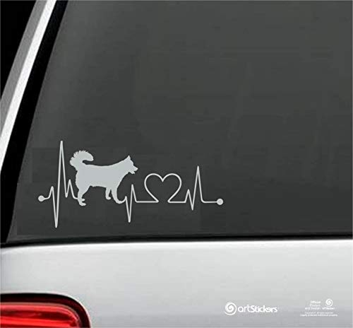 Artstickers Autoaufkleber Husky Hund 20 cm Silberfarbe Hund Herzschlag Geschenk Aufkleber Spilarts