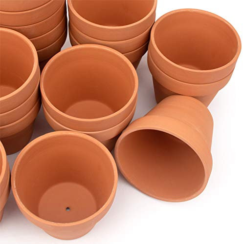 Lot de 26 pots de fleurs en terre cuite de 10,2 cm – Pots en céramique argile, cactus et plantes grasses avec trou de drainage