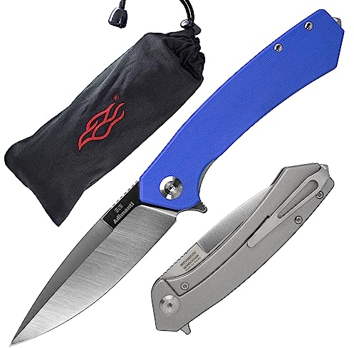 Firebird GANZO Adimanti Skimen-BL Taschen-Klappmesser, G10-Griff mit Clip und Glasbrecher, D2 Stahlklinge, Jagd, Angeln, Camping, Outdoor, EDC-Messer (Blau)