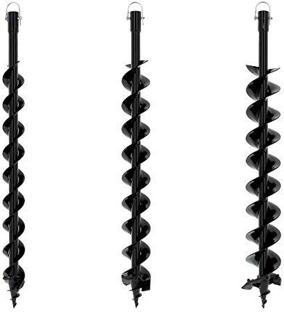 GT Garden 3 Stück Profi Erdlochbohrer Pfahlbohrer Pfostenbohrer Ersatzbohrer für Erdbohrgerät, Stahl, Durchmesser 60/80/100mm