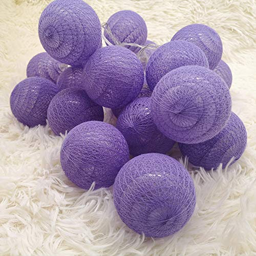 Guirlande Lumineuse de Noël à Boules de Coton, DOTBUY Guirlande Lumineuse LED à Piles pour fête, Éclairage de Noël, Mariage, décoration de Jardin pour intérieur (Violet,4.8M/30LED)