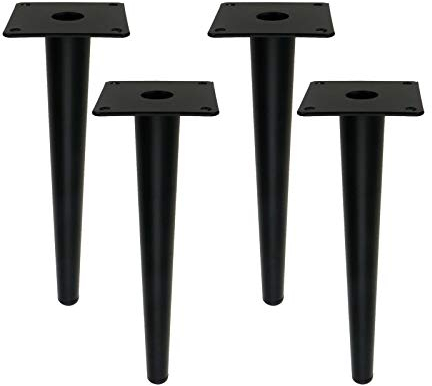 Geesatis 4 Stück 25.4 cm Metall-Möbelbeine, rund, hoch, schlank, konisch, Sofa-Beine, moderner Stil, dekorative Schrankbeine für TV-Ständer, Schrank, mit Befestigungsschrauben, schwarz und gerade