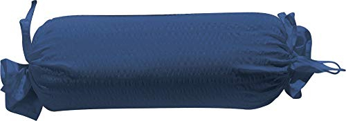 Erwin Müller Nackenrollenbezug Seersucker Uni Serie Rosenheim - pflegeleicht, bügelfrei, mit Bindebändchen - dunkelblau Größe 40x15 cm Ø