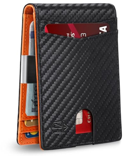 Zitahli Portefeuille Fin pour Homme - 12 emplacements pour Cartes - Fenêtre d'identification avec Pince à Billets - Poche Avant Minimaliste RFID - en Cuir - Petit Coffret Cadeau Fin pour Papa,
