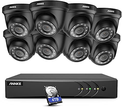 ANNKE CCTV Camera System, 16 Channel 5MP Lite Home Security DVR Recorder Built-in 4TB Hard Drive, 8pcs 1080p Outdoor Weatherproof Camera, 100 ft Night Vision, Remote Access, 24/7 All Clock-Protection