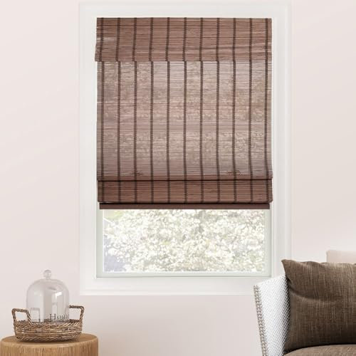 CHICOLOGY Jalousien, Raffrollo aus Bambus, Terrasse, Jalousien und Schatten, Fensterschutz, 68,6 cm B x 162,6 cm H, Bär