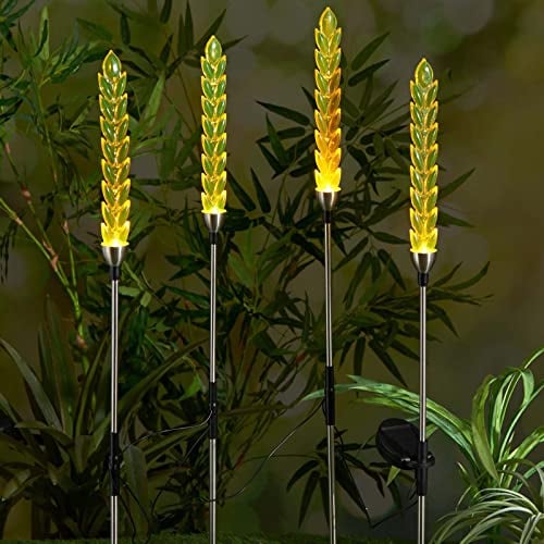 HAC24 Solar LED Gartenleuchte Ähren im 4er-Set Solarleuchte Gartendeko Solarlicht Gartenlicht Solarlampe Garten Dekoleuchte