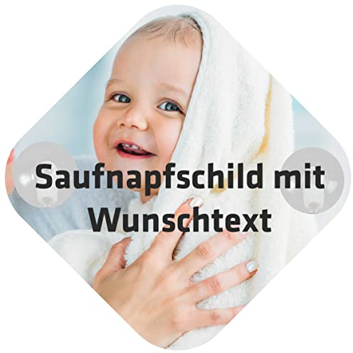 INDIGOS UG - Saugnapf-Schild - mit Foto individuell bedruckt Motiv personalisiert - Maße: 16 x 16 cm selbst gestalten personalisierte Geschenk-Idee - mit eigenem Wunschtext - Wunschtfoto