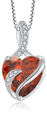 FJ Unendlichkeit Januar Geburtsstein Kette Damen 925 Sterling Silber Herz Granat Anhänger Halskette Schmuck Geschenke für Damen Frauen Mutter Freundin Mama