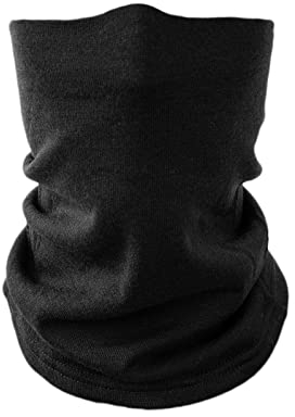 Villand Halswärmer aus 100% Merinowolle für Damen und Herren, doppellagiger, nahtloser Halswärmer für den Wintersport mit Geschenkbox (Schwarz)