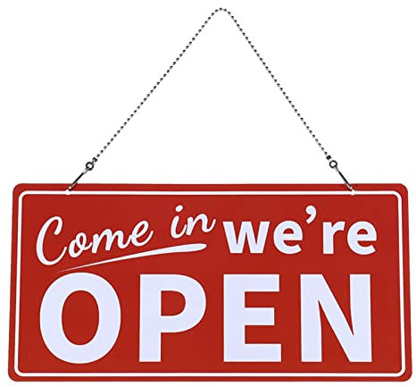 PATIKIL Open and Closed Sign, PVC Double Sides Hanger Will Return Time with Hanging Chain for Office Business Store Cafe, Multicolor