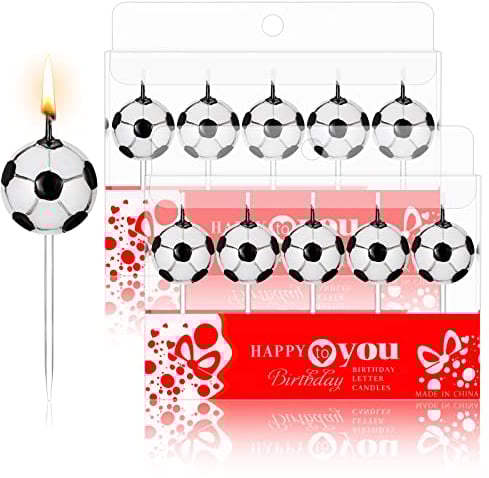 Nuenen 10 Stück Fußball Kuchenkerzen Fußballform Geburtstagskerzen Kuchen Dekorationen Fußball Kerzen Cupcake Topper für Geburtstag Jungen Mädchen Kinder Party Deko Geschenk(Fußball)
