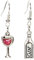 bluebubble GIN TIME Silver Glass and Bottle Dangle Earrings on Gift Card (Pink Fruity Gin)