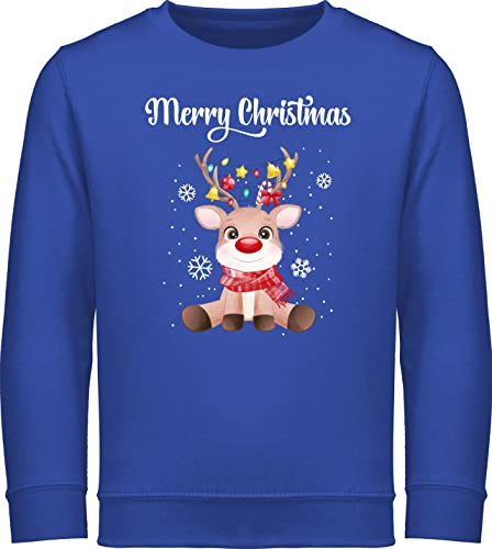 Shirtracer - Sweatshirt Kinder Pullover für Jungen Mädchen - Weihnachten - Merry Christmas süßes Rentier | Rudolph Elch Rudolf